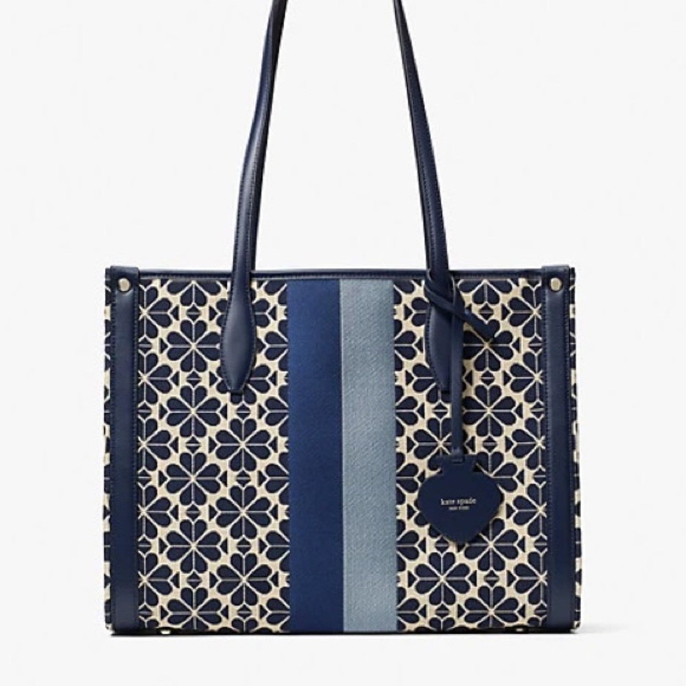 Kate Spade NWT flower jacquard stripe market medium tote